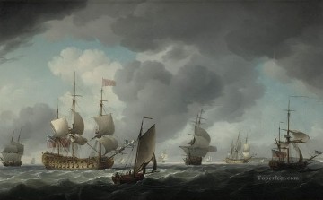 海戦 Painting - 軍艦の嵐